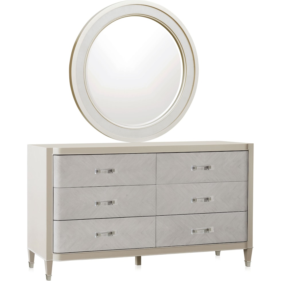 paris bedroom light brown dresser and mirror   