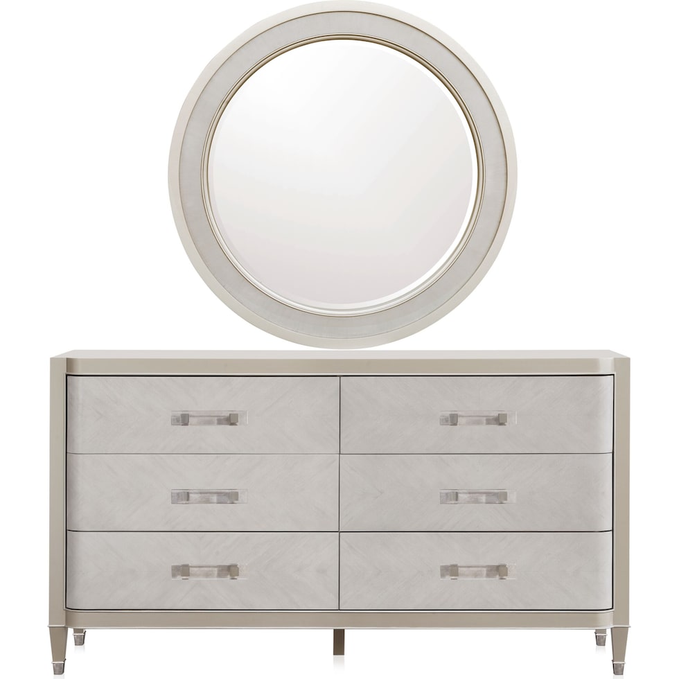 paris bedroom light brown dresser and mirror   