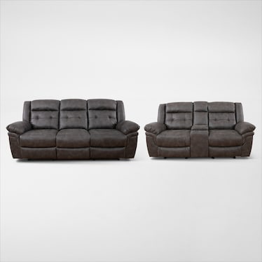 Parker Manual Reclining Sofa and Loveseat - Gray