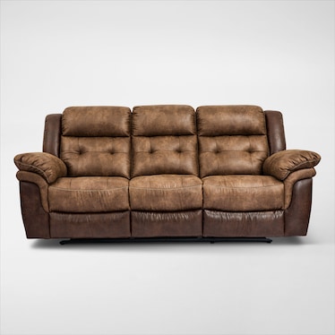 Parker Manual Reclining Sofa and Loveseat - Brown