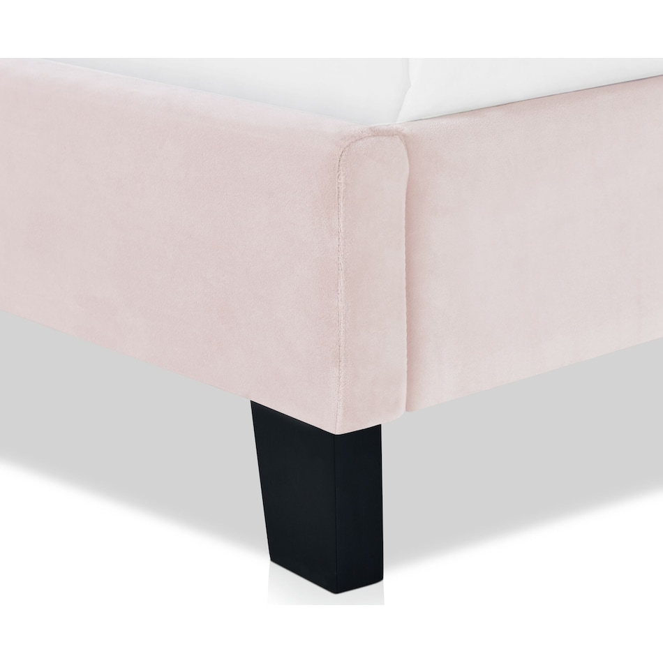pearl pink king upholstered bed   