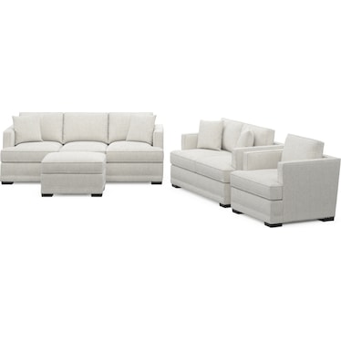 Pembroke Foam Comfort Sofa, Loveseat, Chair, and Ottoman - River Rock Ivory