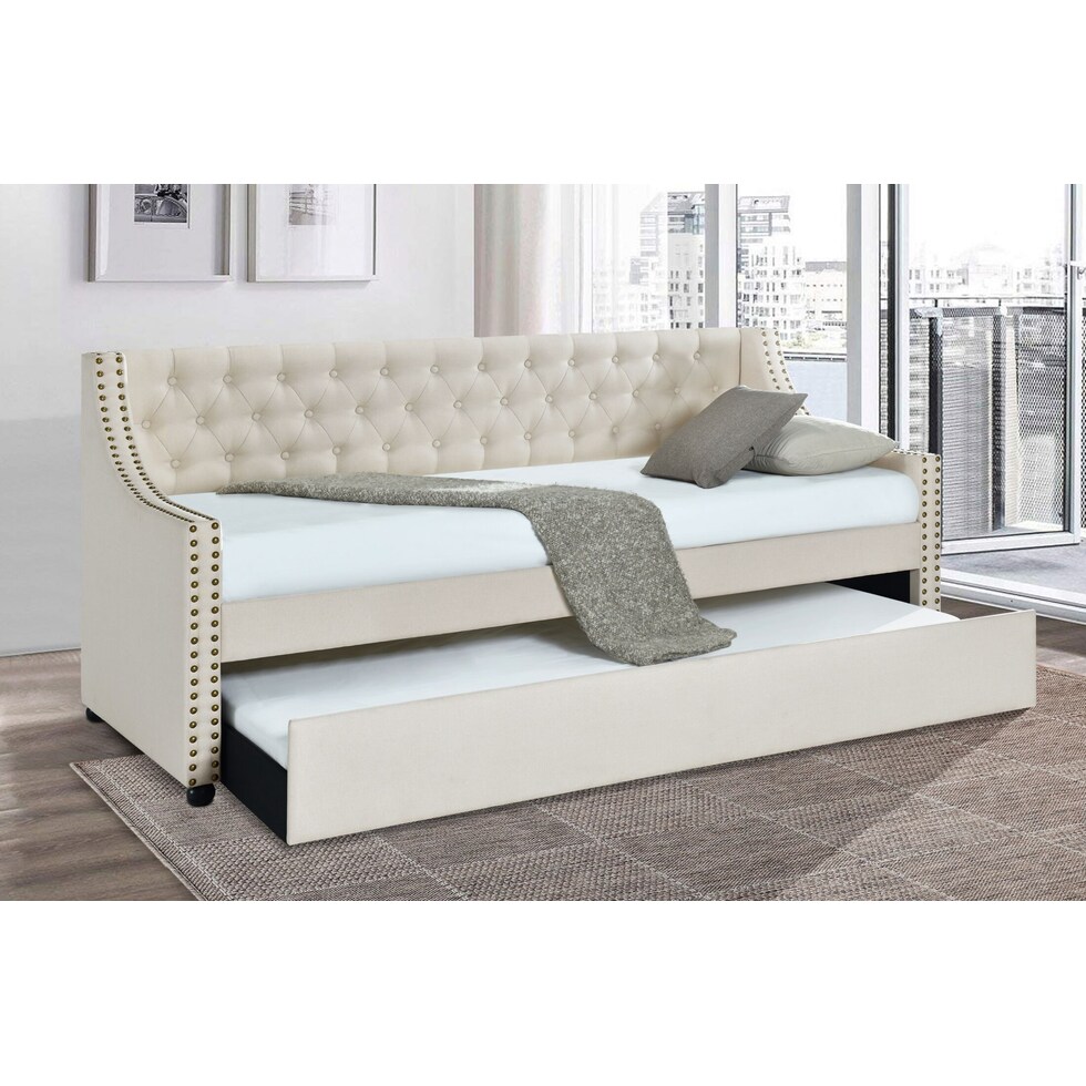 penelope neutral twin daybed with trundle   