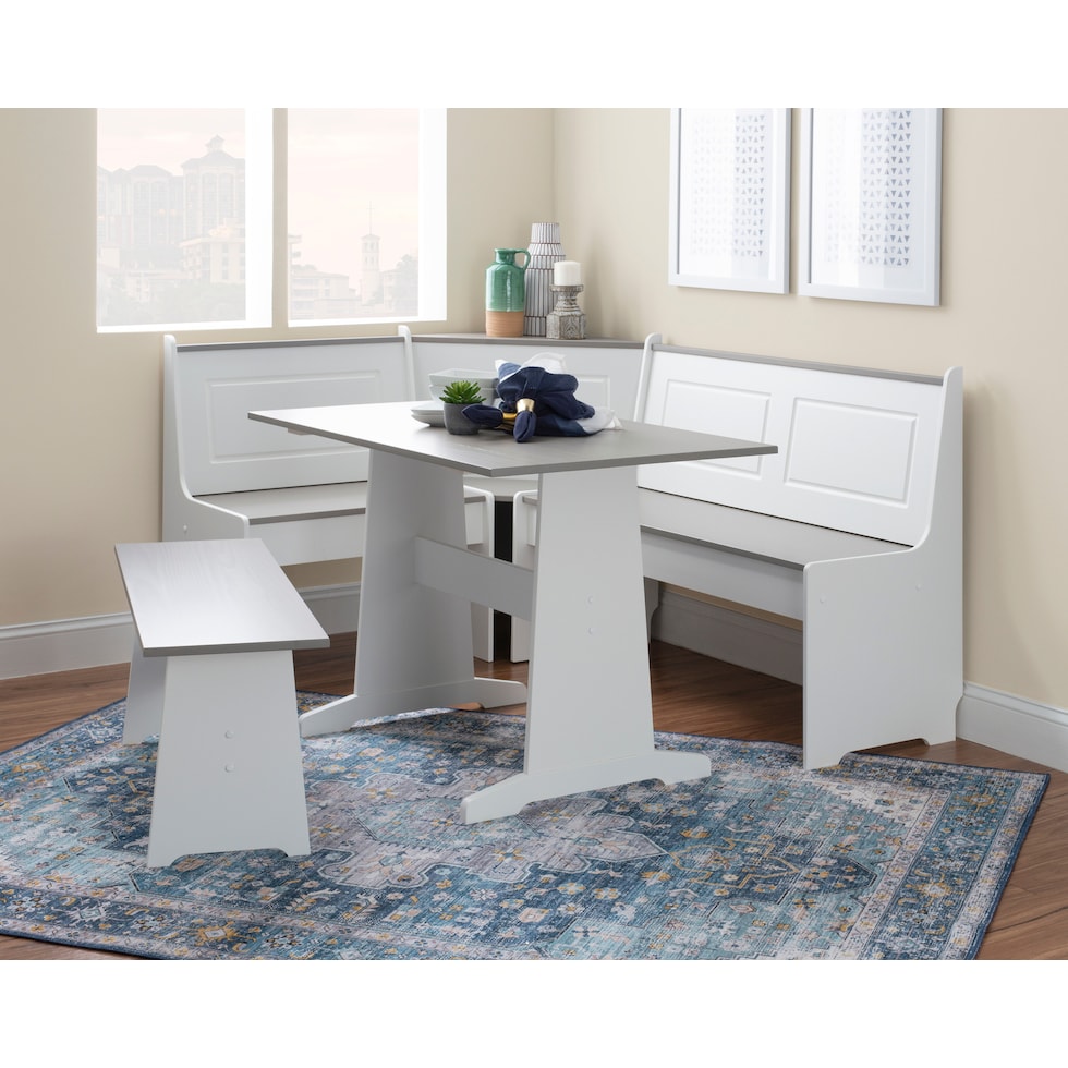 pent gray white corner nook   