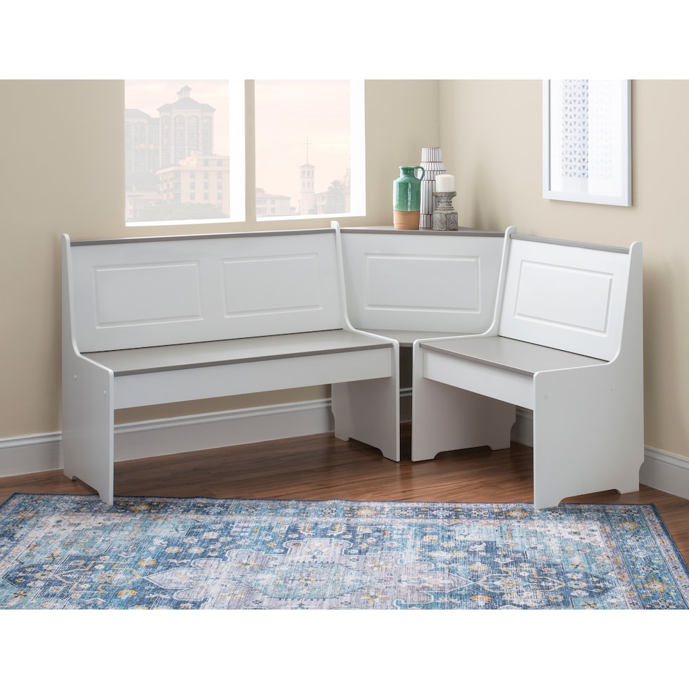 pent gray white corner nook   