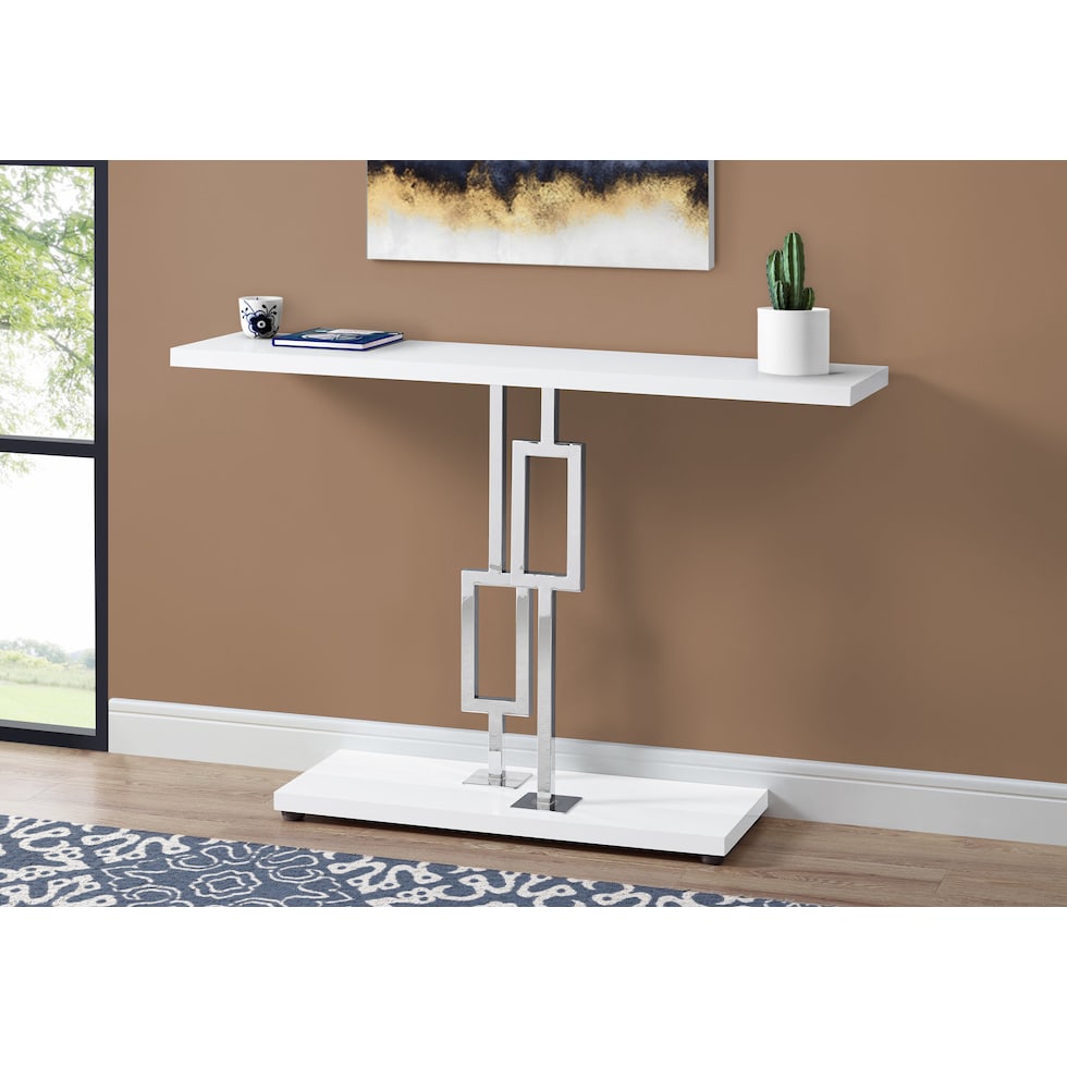 perez white console table   