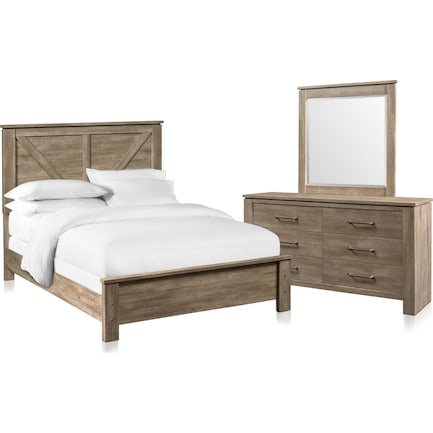Perry 6 Piece Bedroom Set With, Queen Bed Frame And Dresser Set