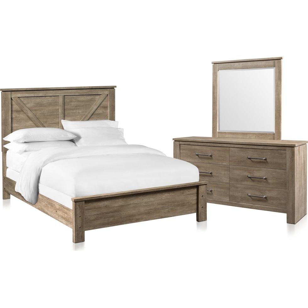 perry light brown  pc queen bedroom   