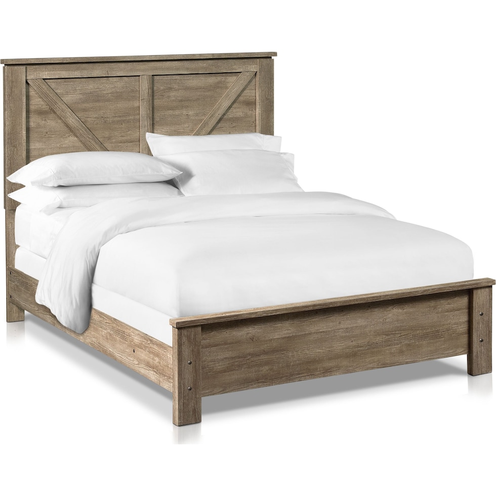 perry light brown queen bed   