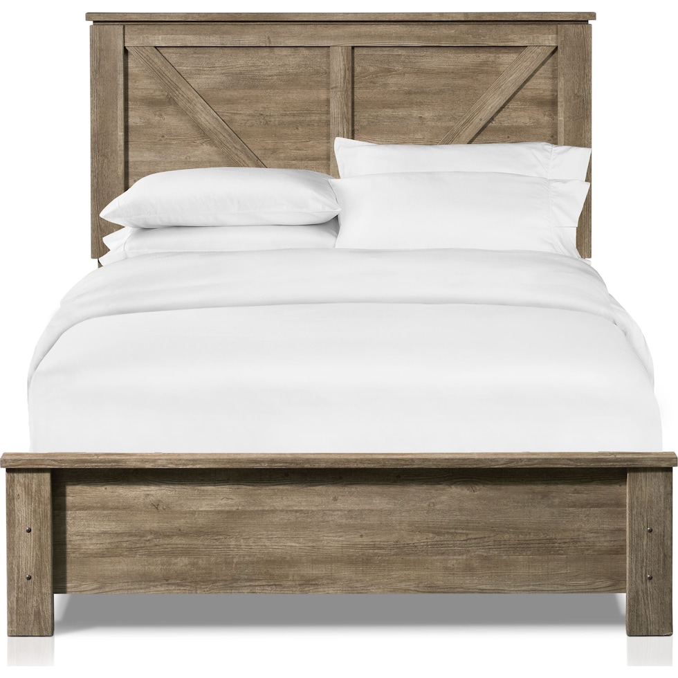 perry light brown queen bed   