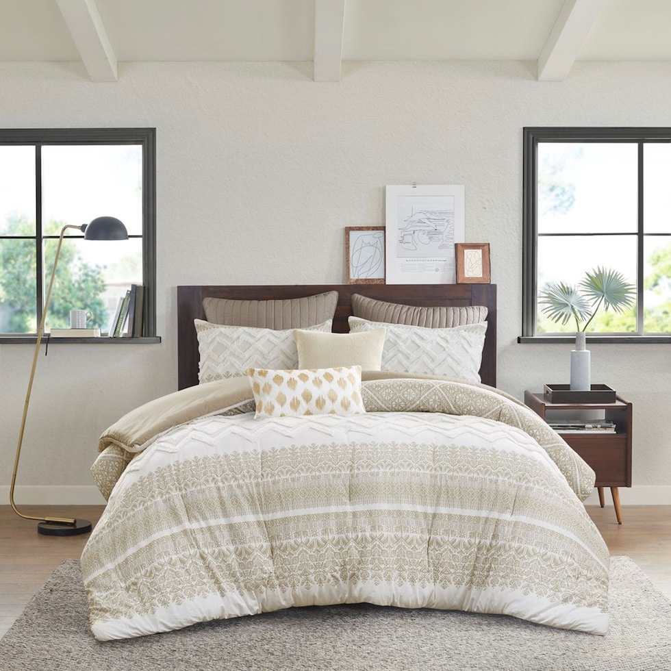 persia light brown full queen bedding set   
