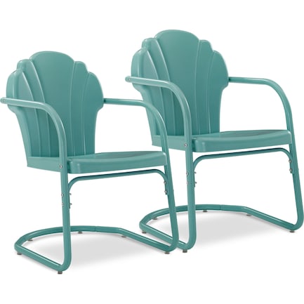 Petal Retro Set of 2 Outdoor Chairs - Blue