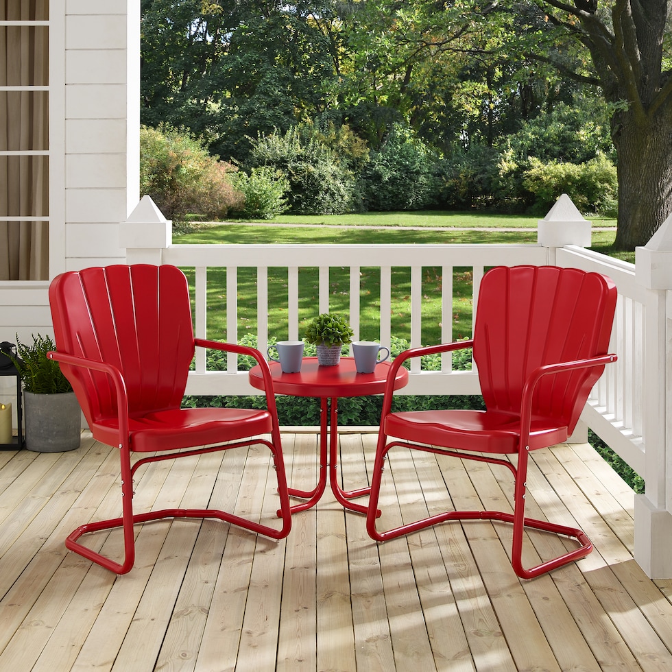 petal red outdoor chair set   