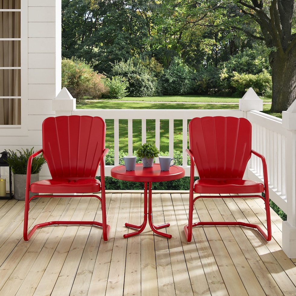 petal red outdoor chair set   