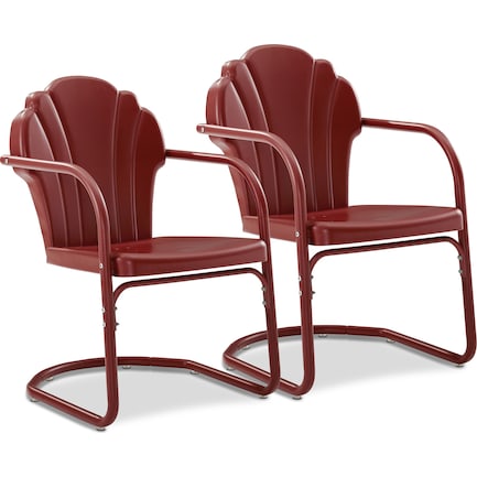 Petal Retro Set of 2 Outdoor Chairs - Red