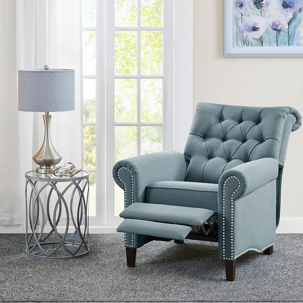 peter james blue recliner   