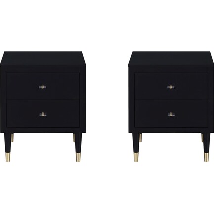Phaedra 2 Drawer Nightstand Set - Black