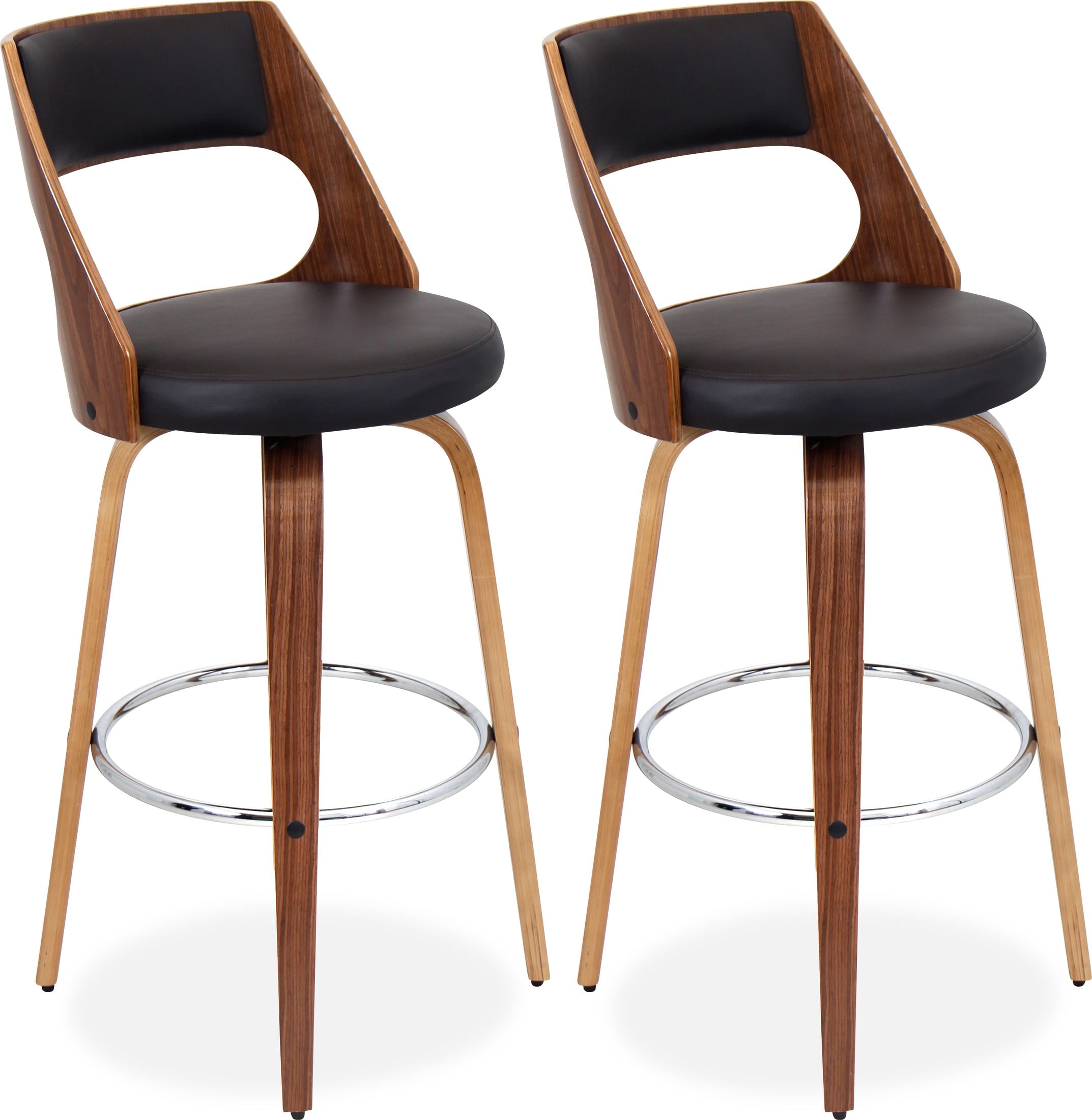 Piazza Set Of 2 Bar Stools Walnut Value City Furniture