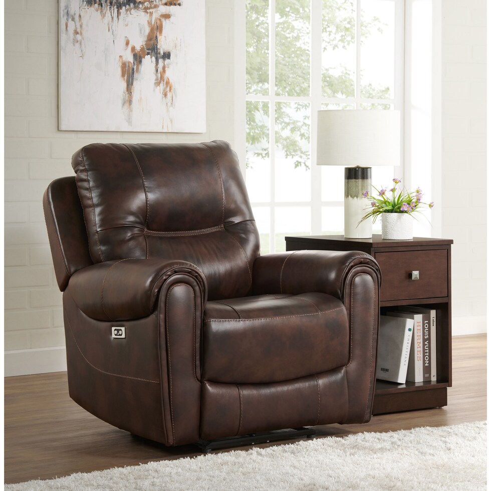 pickford dark brown power recliner   