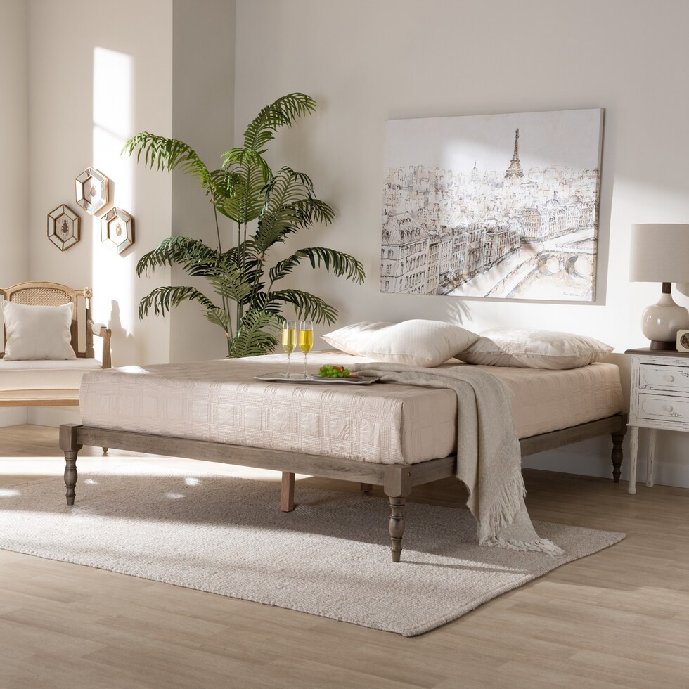 piera gray king bed frame   