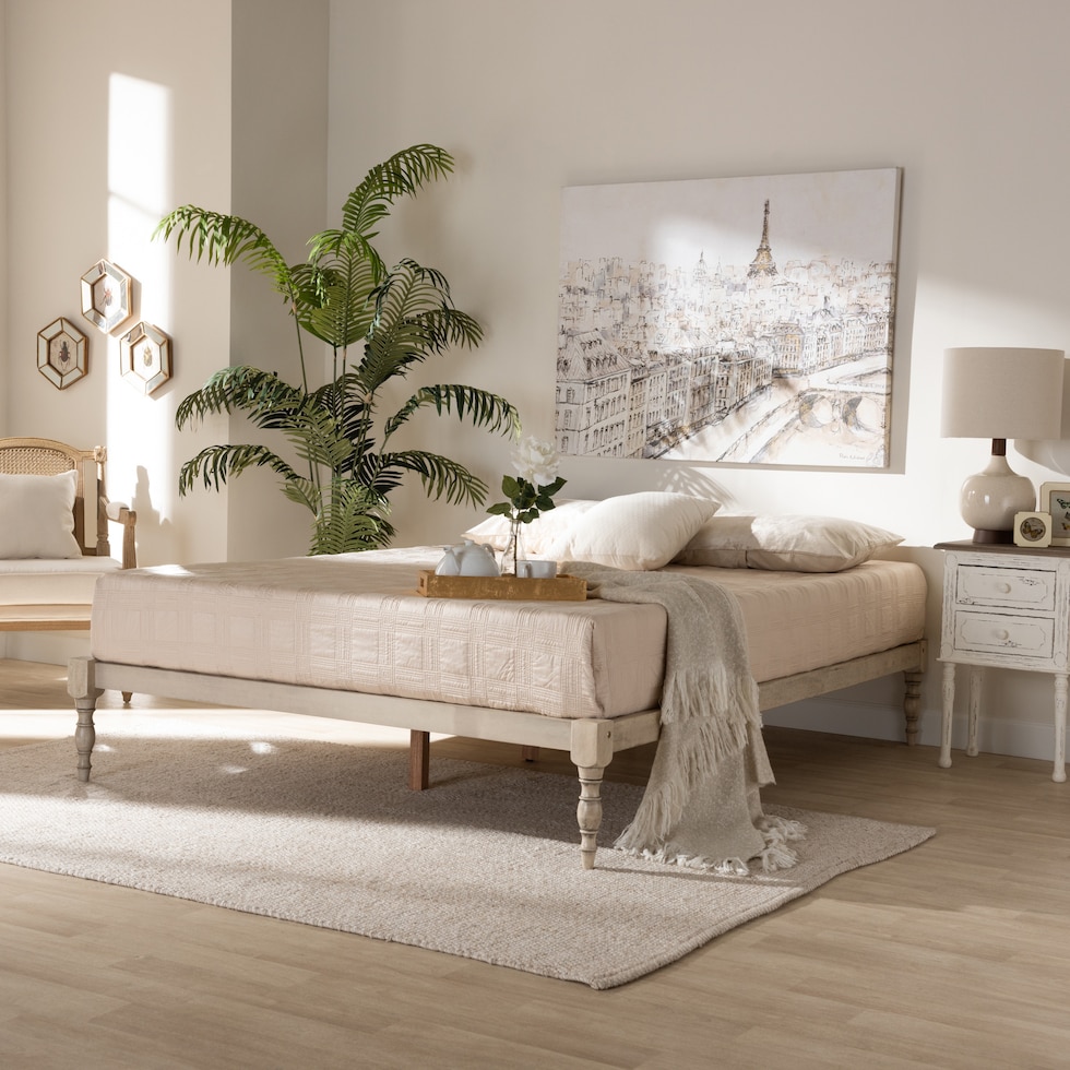 piera white king bed frame   