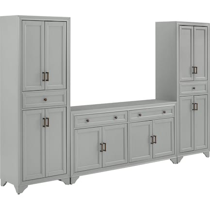 Pierre 2 Pantries and Sideboard Set - Gray