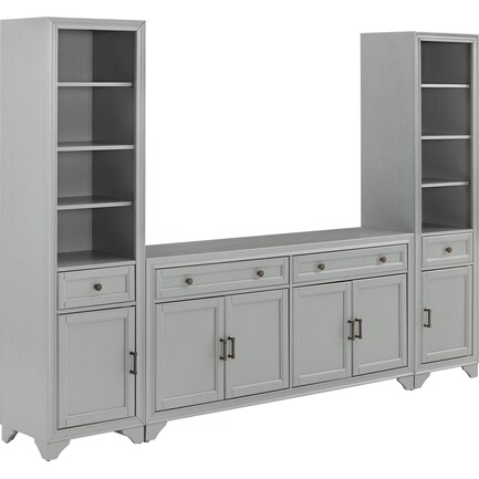 Pierre 2 Bookcases and Sideboard Set - Gray