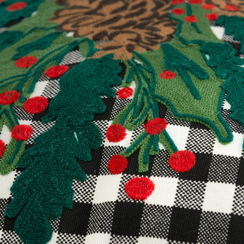 pine and holly black accent pillow   