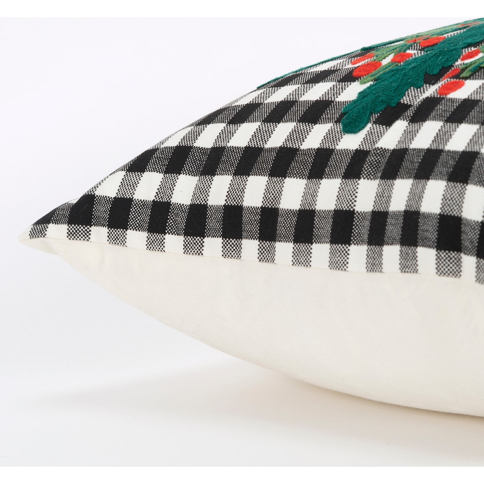 pine and holly black accent pillow   