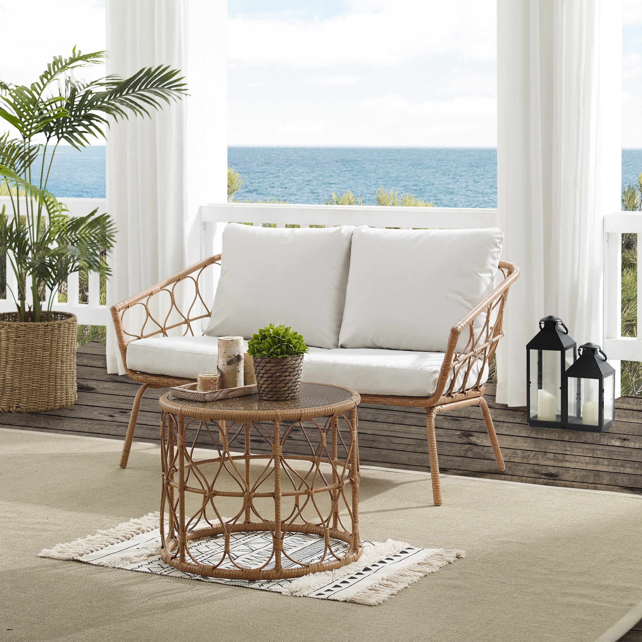 Outdoor loveseat with table discount