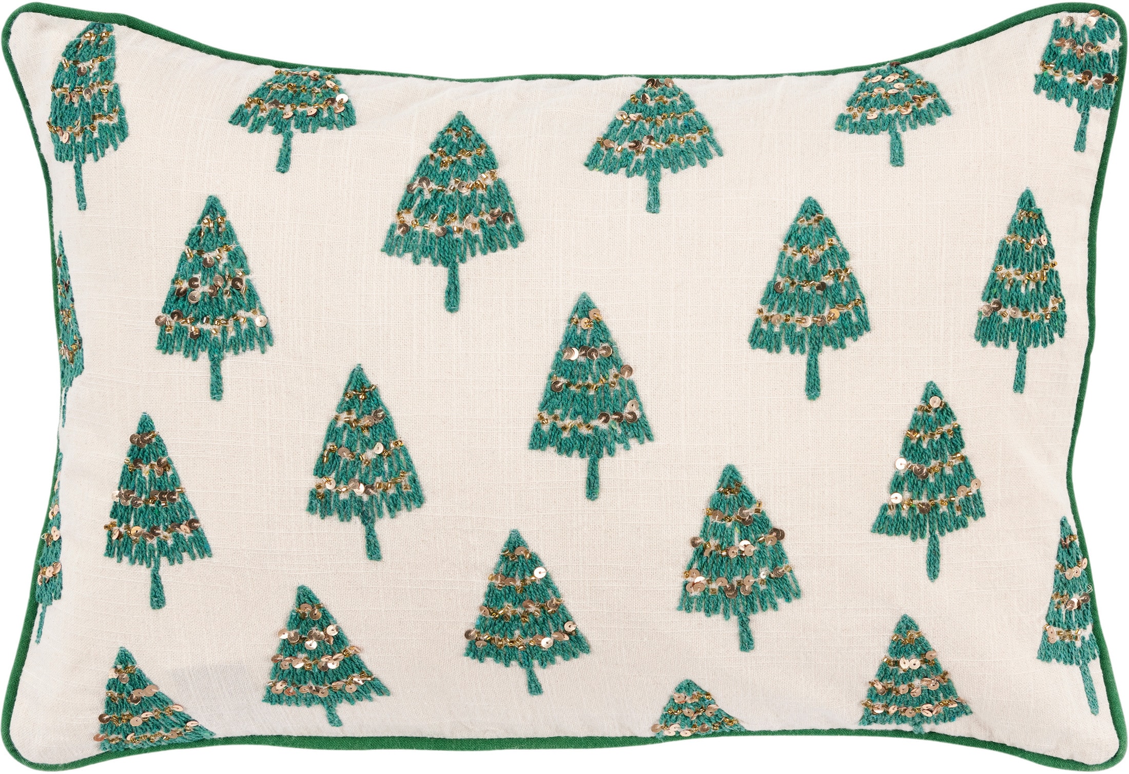 Green Pine Tree On Linen Throw Pillow, 18x18