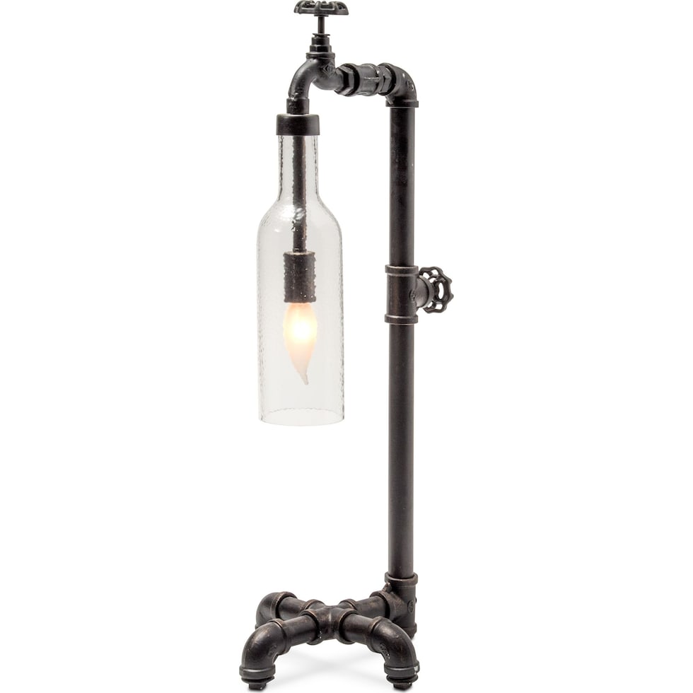 pipe bottle black table lamp   