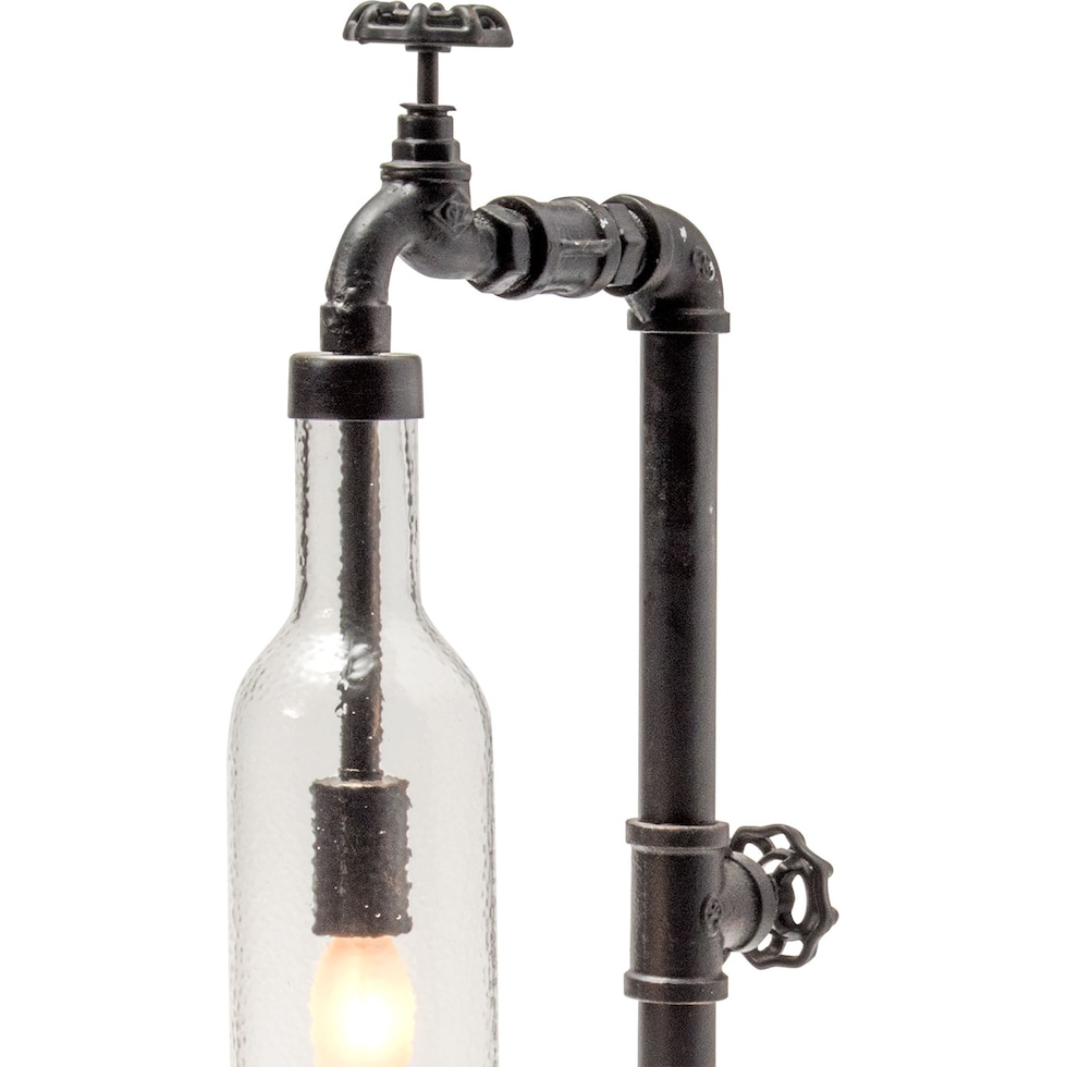 pipe bottle black table lamp   