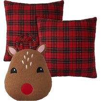 plaid reindeer red accent pillow   