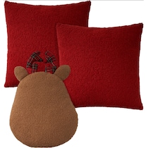 plaid reindeer red accent pillow   