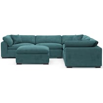 plush bella peacock  pc sectional and ottoman   