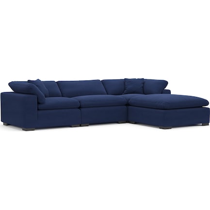Plush Feathered Comfort 3-Piece Sofa with Ottoman - Abington Indigo