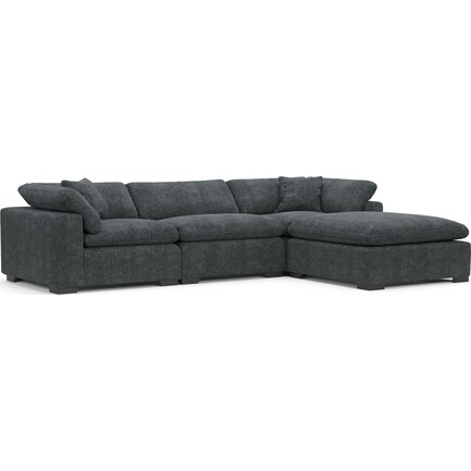 Plush Feathered Comfort 3-Piece Sofa and Ottoman - Contessa Shadow
