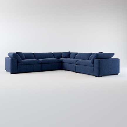 Plush Feathered Comfort 5-Piece Sectional - Oslo Navy