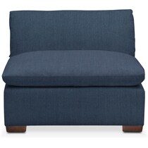 plush blue armless chair   