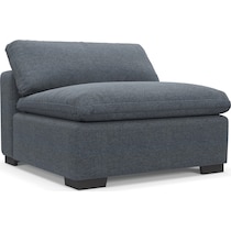 plush blue armless chair   