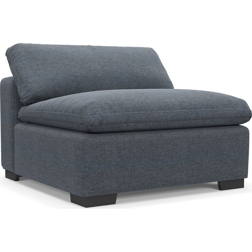 plush blue armless chair   