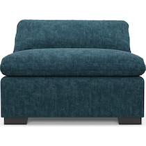 plush blue armless chair   