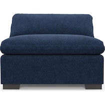 plush blue armless chair   