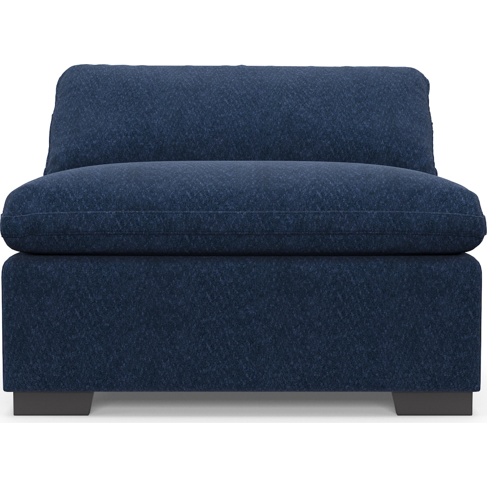 plush blue armless chair   