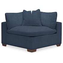 plush blue corner chair   