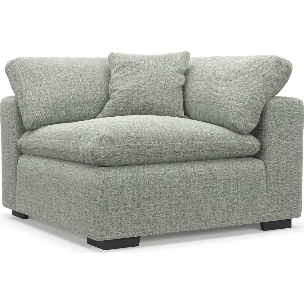 plush blue corner chair   