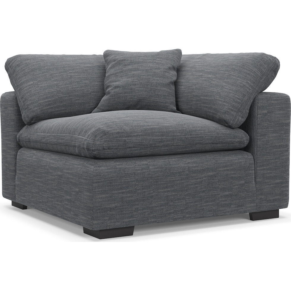 plush blue corner chair   