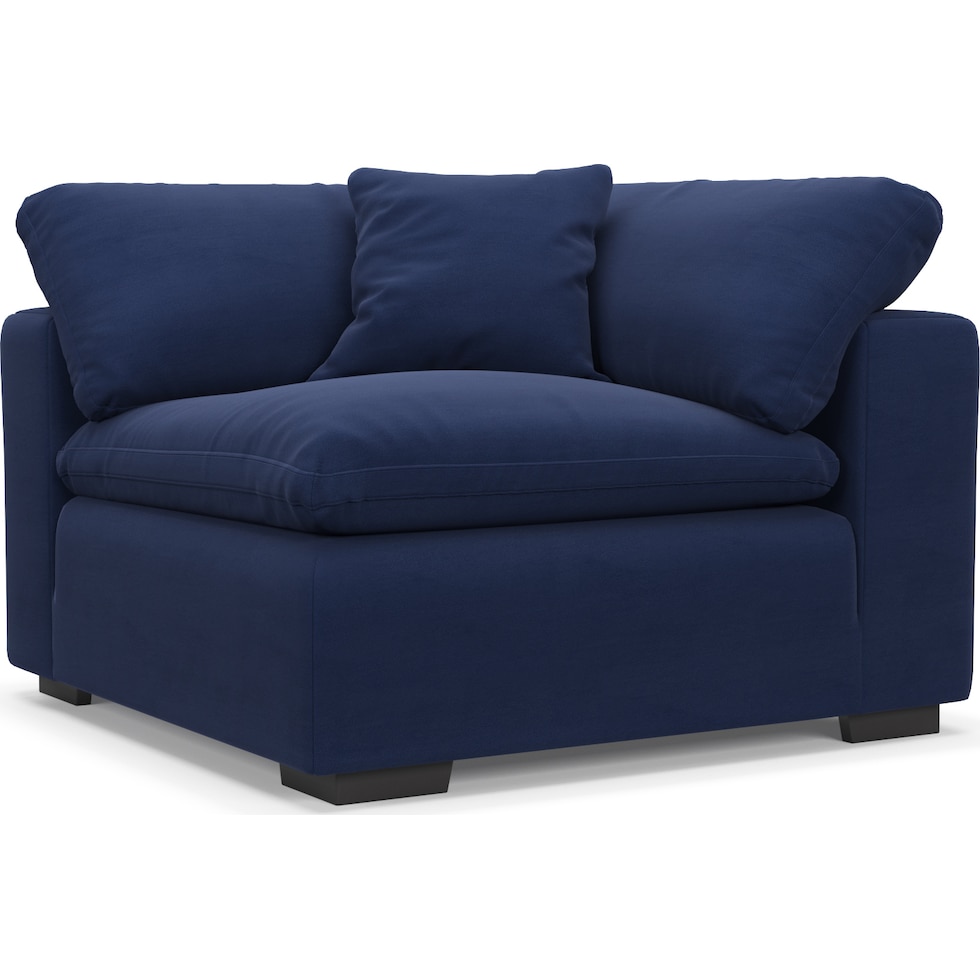 plush blue corner chair   