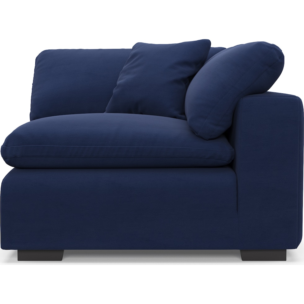 plush blue corner chair   